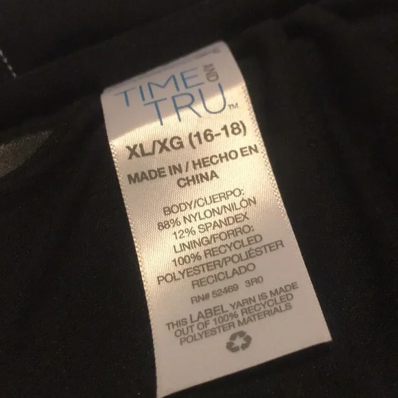 New Time and Tru Black and White Abstract Dots Double Knot Swim Top - Picture 8 of 9